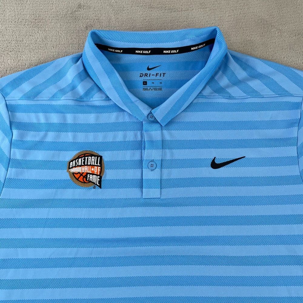 Nike Golf x NBA Basketball Hall Of Fame Polo‎ Shirt Men XL Blue Striped NWOT